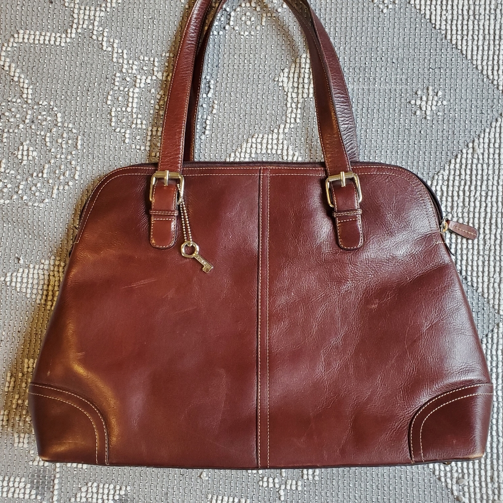 Fossil Dark Brown Leather Tote